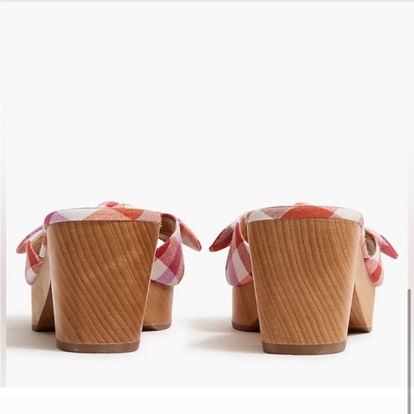 New! J. Crew Printed Gingham bow-heel mules in Bohemian Red Wildfire 6.5 - Picture 2 of 5